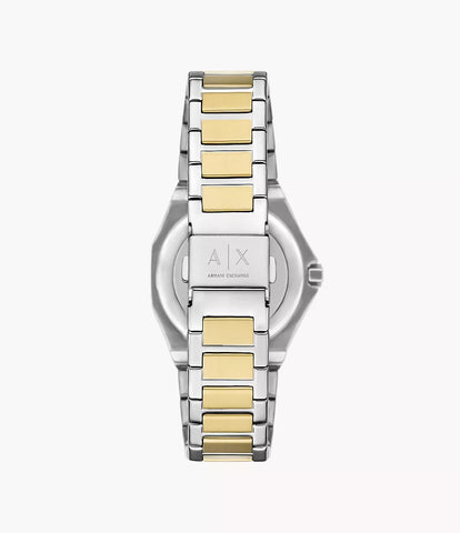 Armani Exchange Three-Hand Two-Tone Stainless Steel Watch and Necklace Set