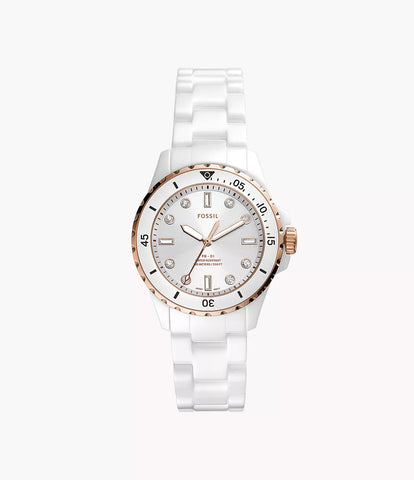 Fossil - FB-01 Three-Hand White Ceramic Women's Watch - White