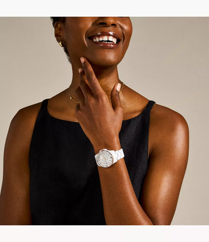 Fossil - FB-01 Three-Hand White Ceramic Women's Watch - White