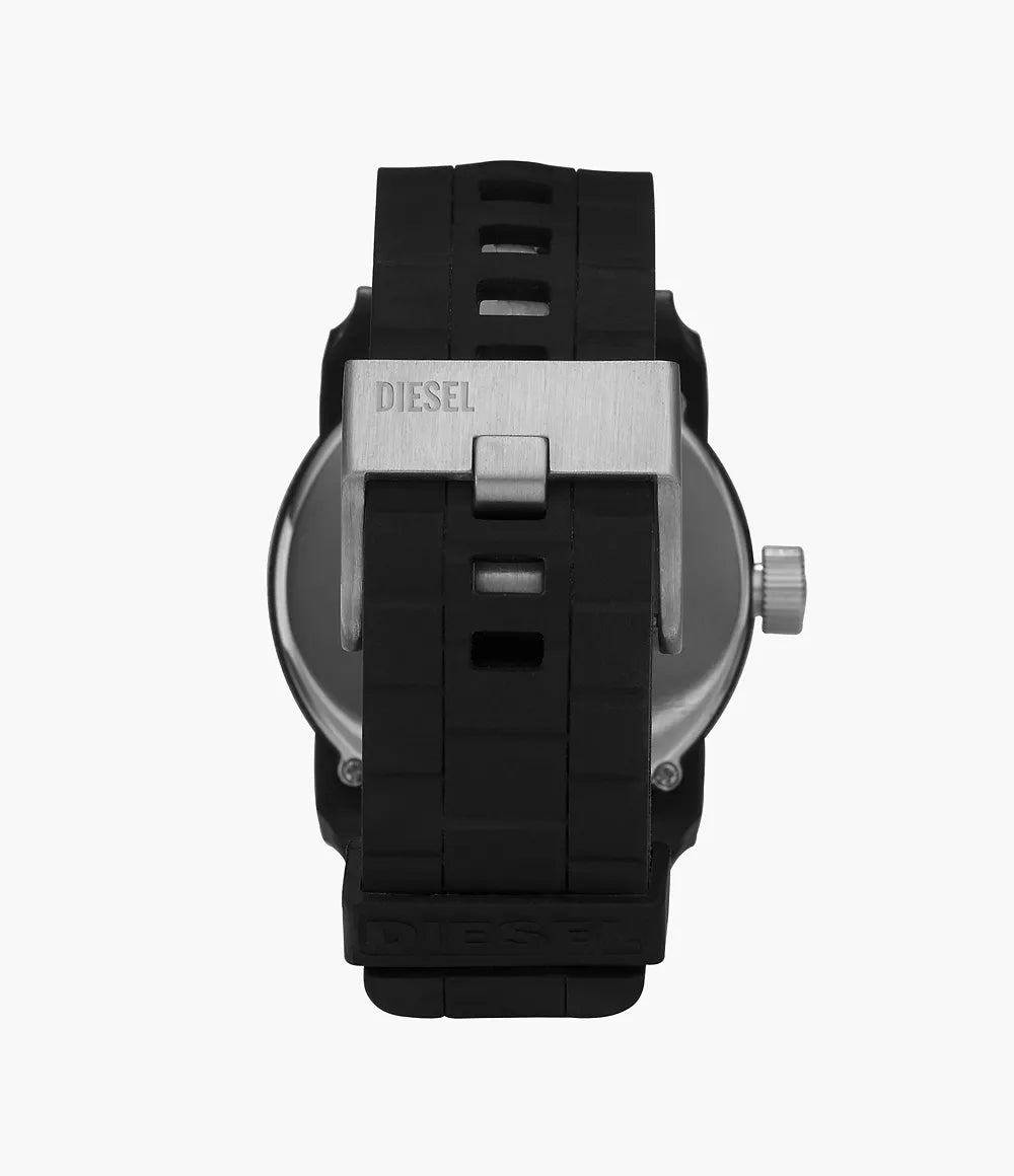 Diesel Double Down 44 Three-Hand Black Silicone Watch