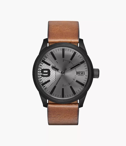 Diesel Men's Rasp Three-Hand Brown Leather Watch