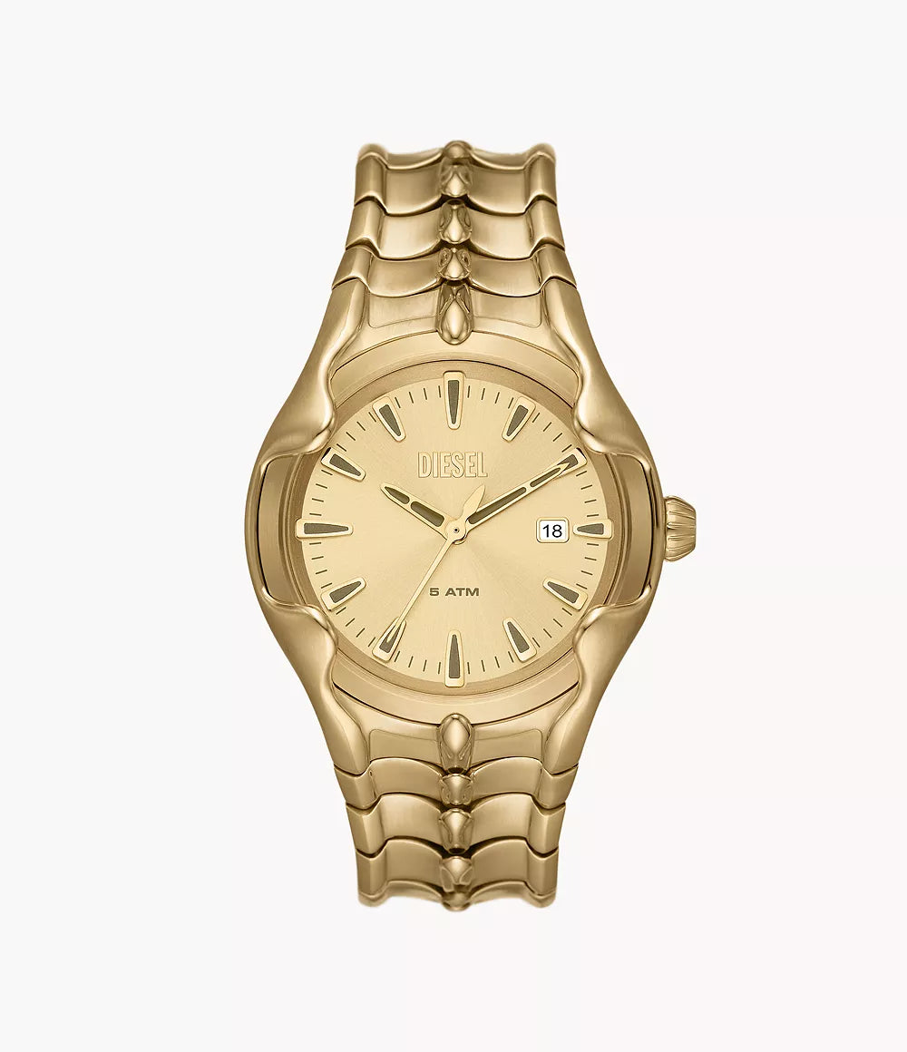 Diesel Vert Three-Hand Date Gold-Tone Stainless Steel Watch
