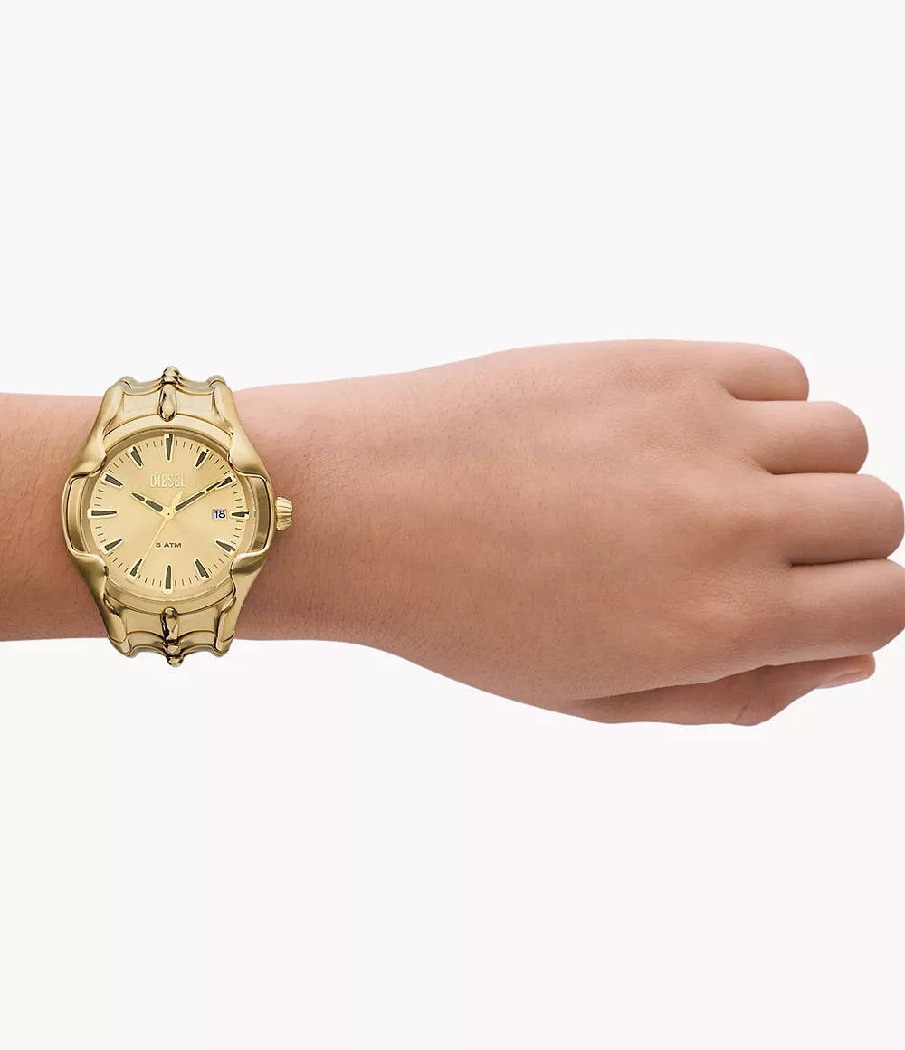 Diesel Vert Three-Hand Date Gold-Tone Stainless Steel Watch