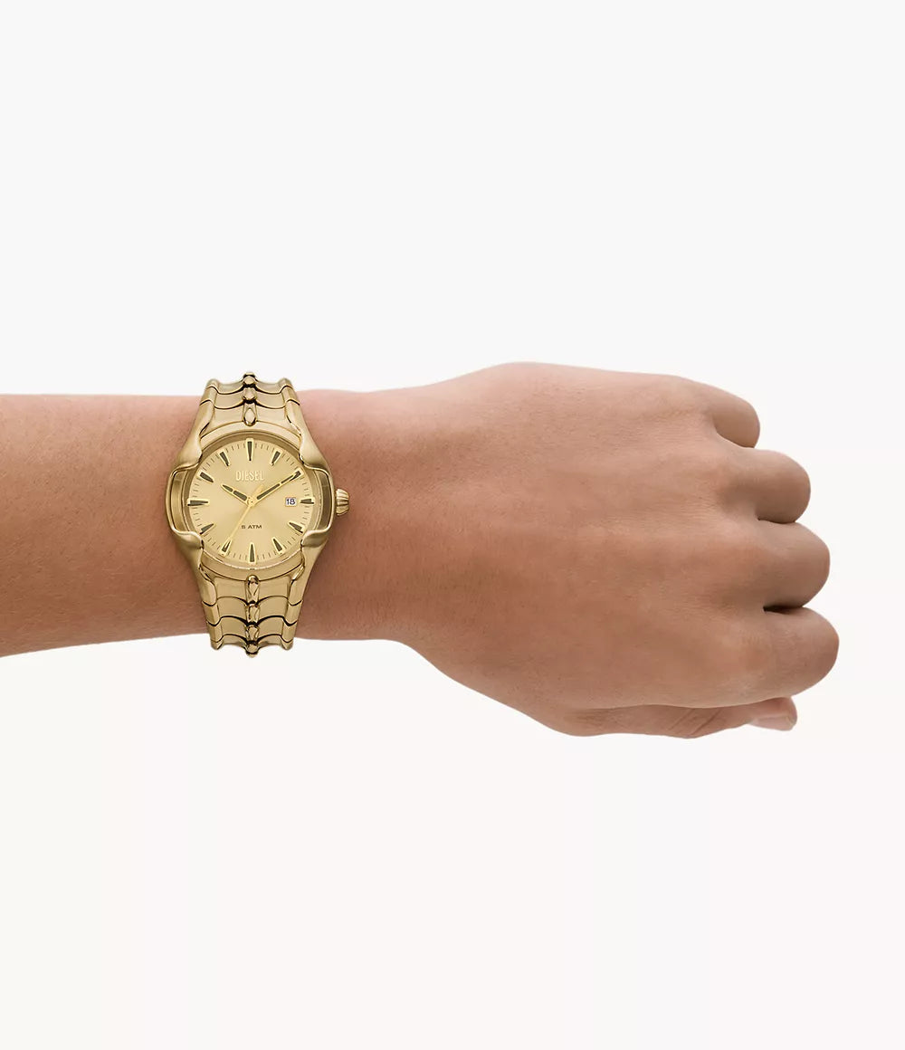 Diesel Vert Three-Hand Date Gold-Tone Stainless Steel Watch