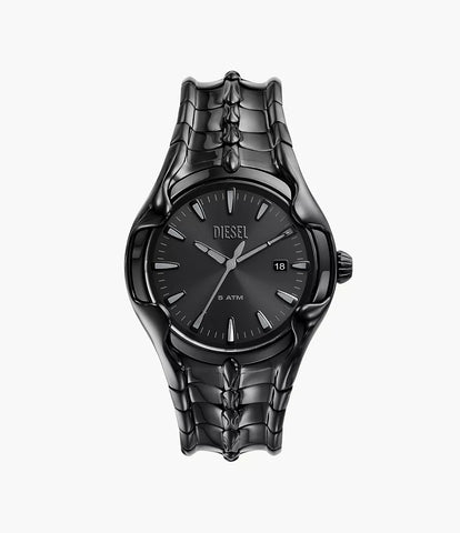 Diesel Vert Three-Hand Date Black Stainless Steel Watch