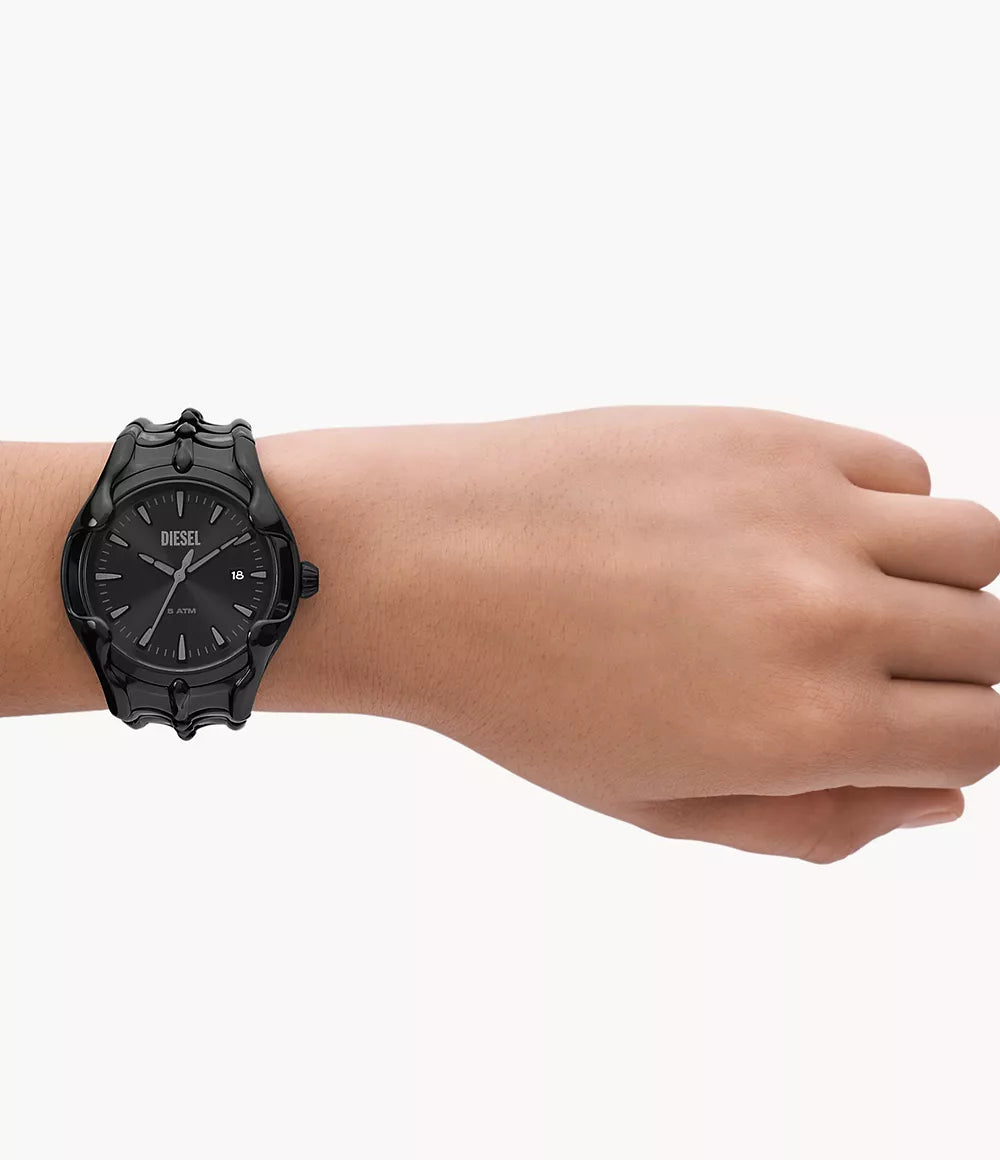 Diesel Vert Three-Hand Date Black Stainless Steel Watch