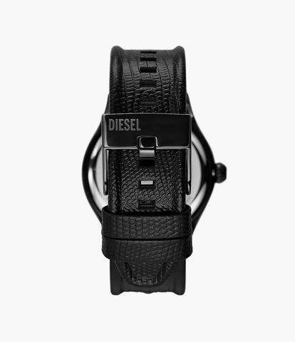 Diesel Vert Three-Hand Date Black Leather Watch