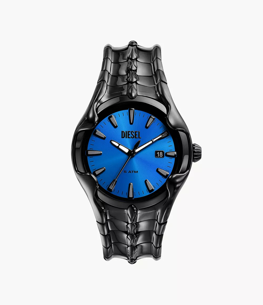 Diesel Vert Three-Hand Date Black Stainless Steel Watch