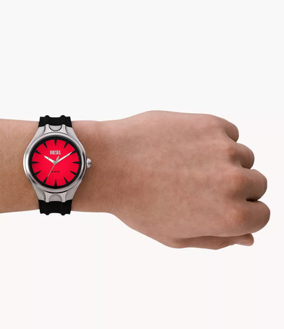 Diesel Streamline Three-Hand Black Silicone Watch