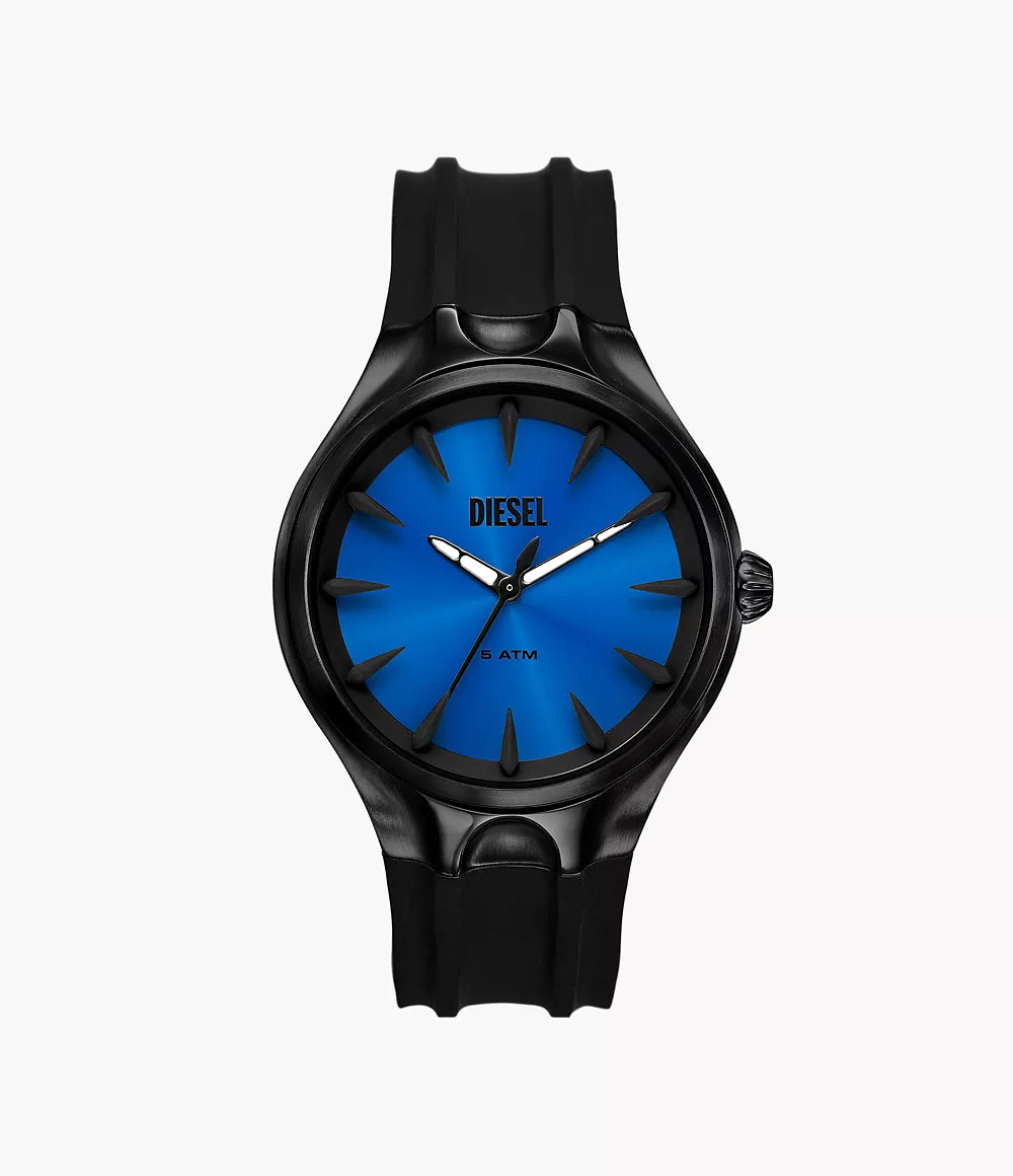Diesel Streamline Three-Hand Black Silicone Watch