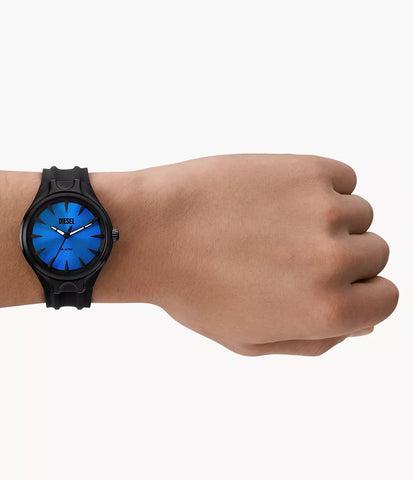 Diesel Streamline Three-Hand Black Silicone Watch