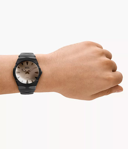 Diesel D-Sruptor Three-Hand Black Stainless Steel Watch