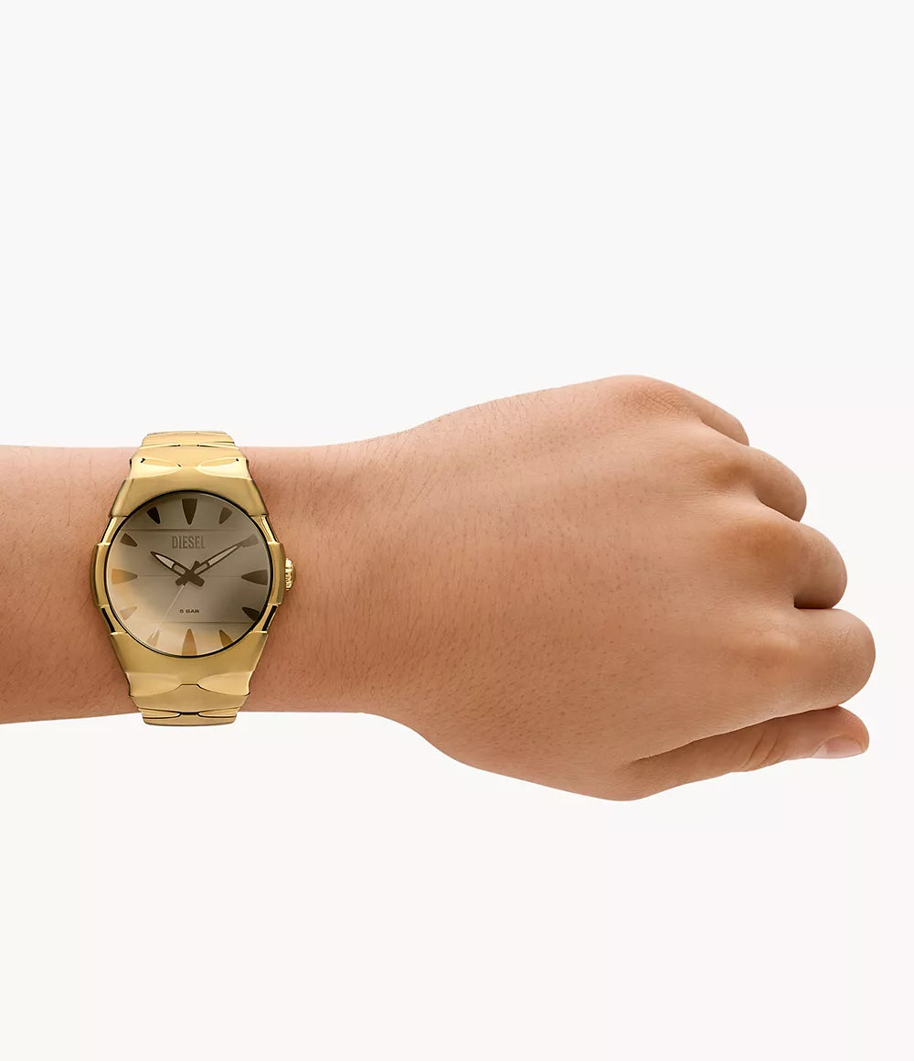 Diesel D-Sruptor Three-Hand Gold-Tone Stainless Steel Watch