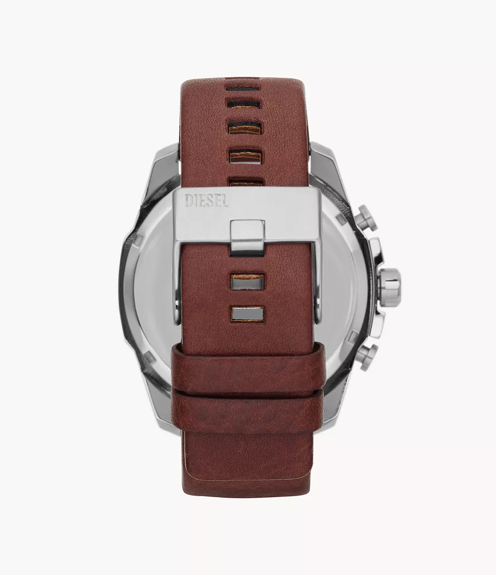 Diesel Men's Mega Chief Chronograph Brown Leather Watch
