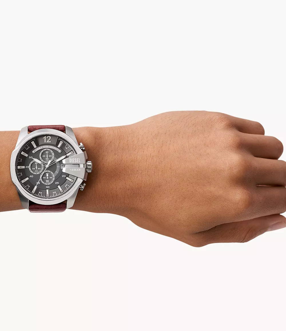 Diesel Men's Mega Chief Chronograph Brown Leather Watch