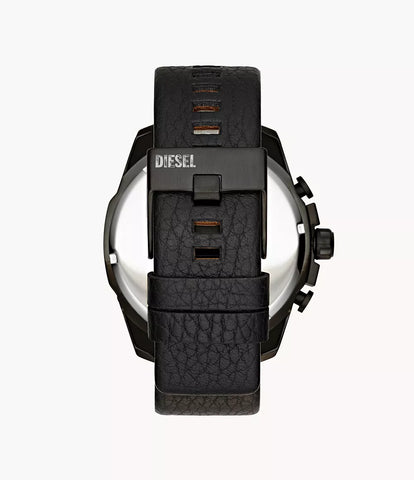 Diesel Men's Mega Chief Chronograph Black Leather Watch