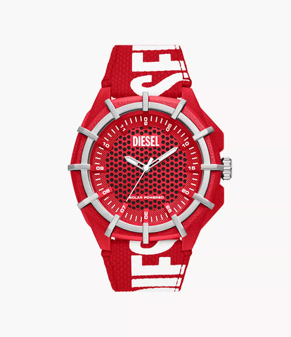 Diesel Framed Three-Hand Solar-Powered Red rPET Watch