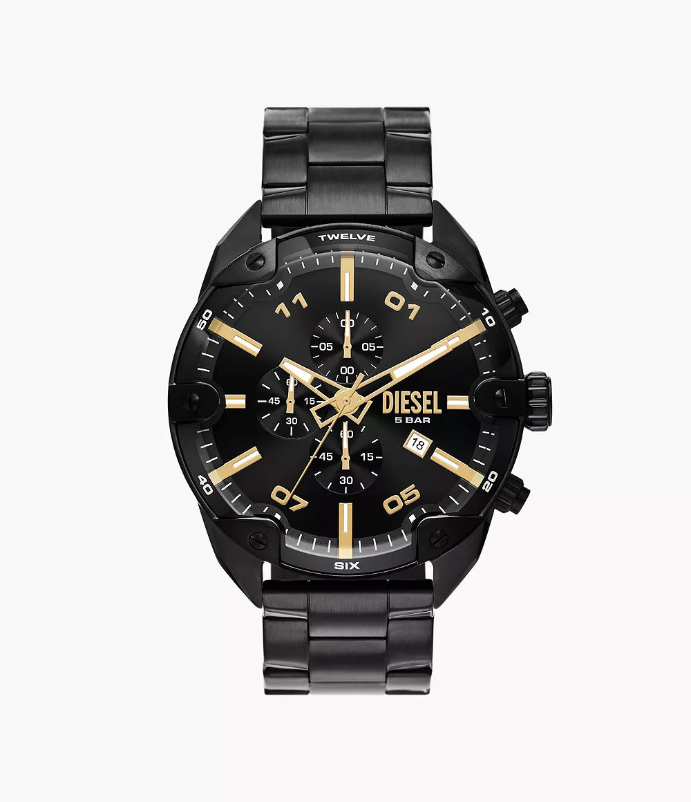 Diesel Spiked Chronograph Black Stainless Steel Watch