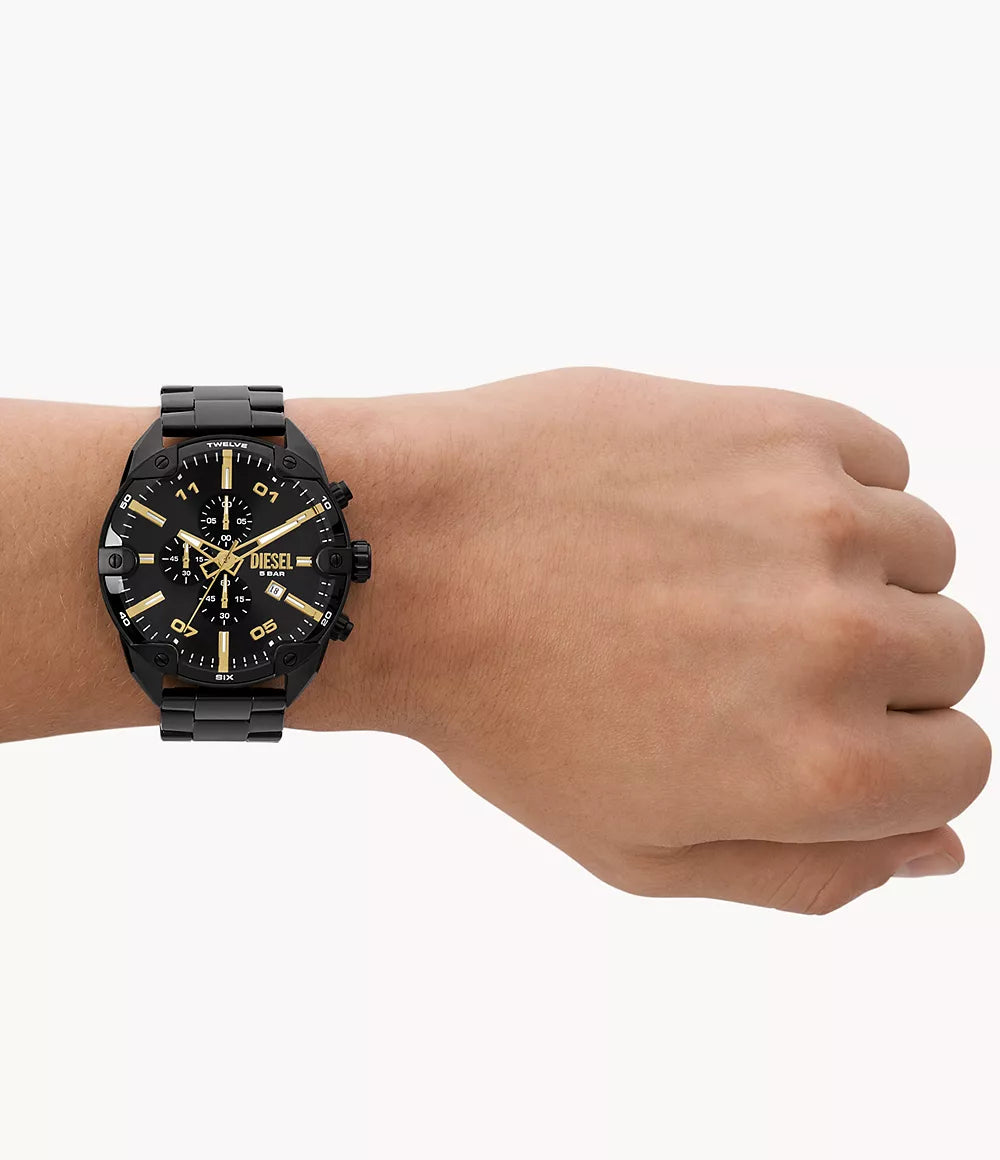 Diesel Spiked Chronograph Black Stainless Steel Watch