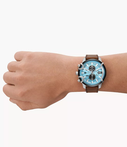 Diesel Griffed Chronograph Brown Leather Watch