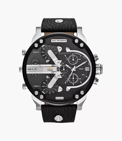 Diesel Men's Mr. Daddy 2.0 Multifunction Black Leather Watch