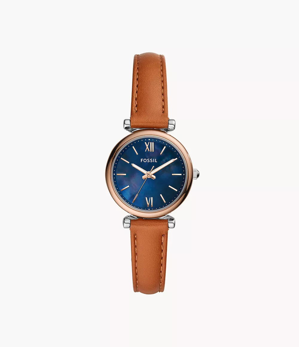 Fossil - Carlie Mini Three-Hand Tan Leather Men's Watch