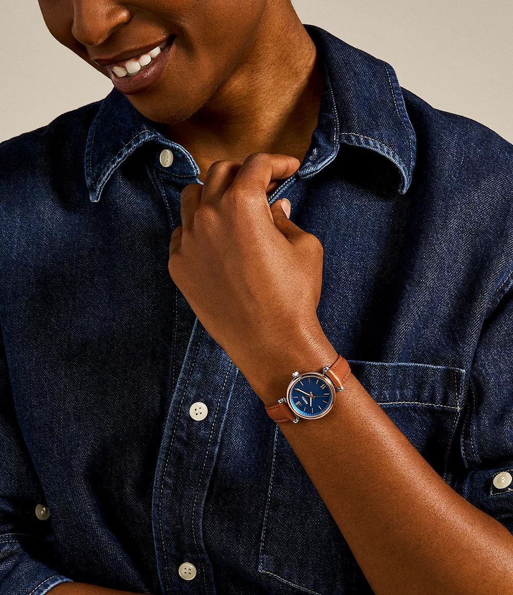 Fossil - Carlie Mini Three-Hand Tan Leather Men's Watch