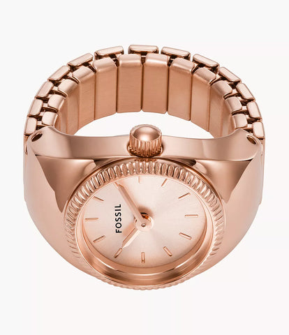 Fossil - Watch Ring Two-Hand Rose Gold-Tone Stainless Steel - Bronze