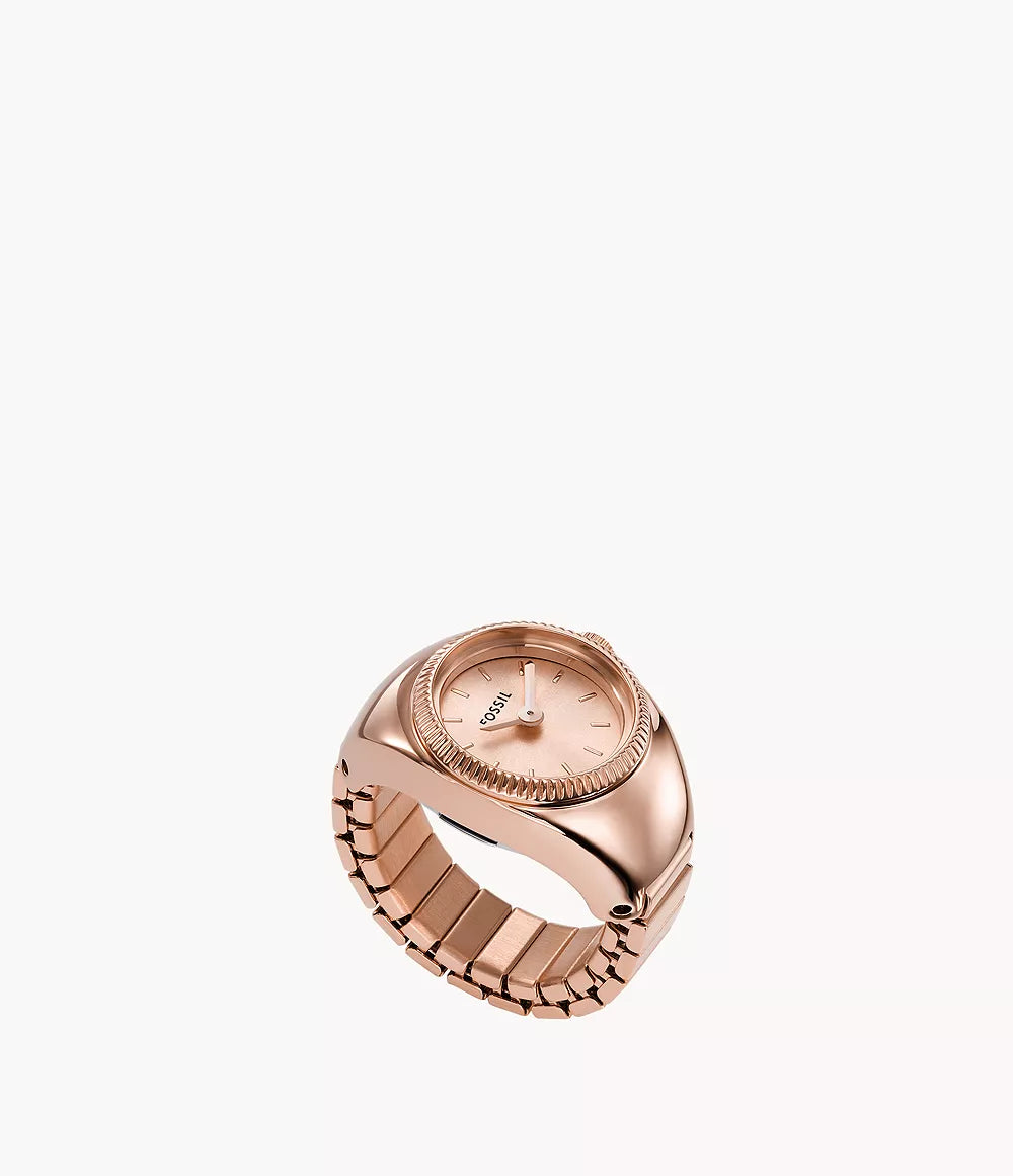Fossil - Watch Ring Two-Hand Rose Gold-Tone Stainless Steel - Bronze