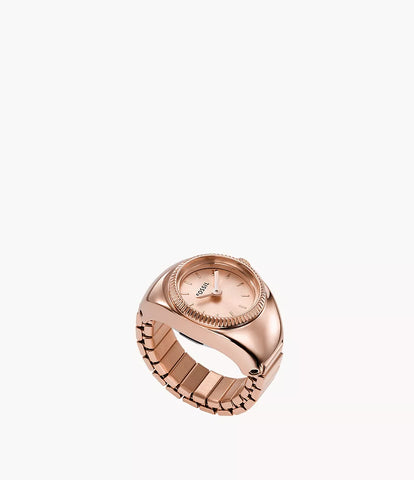 Fossil - Watch Ring Two-Hand Rose Gold-Tone Stainless Steel - Bronze