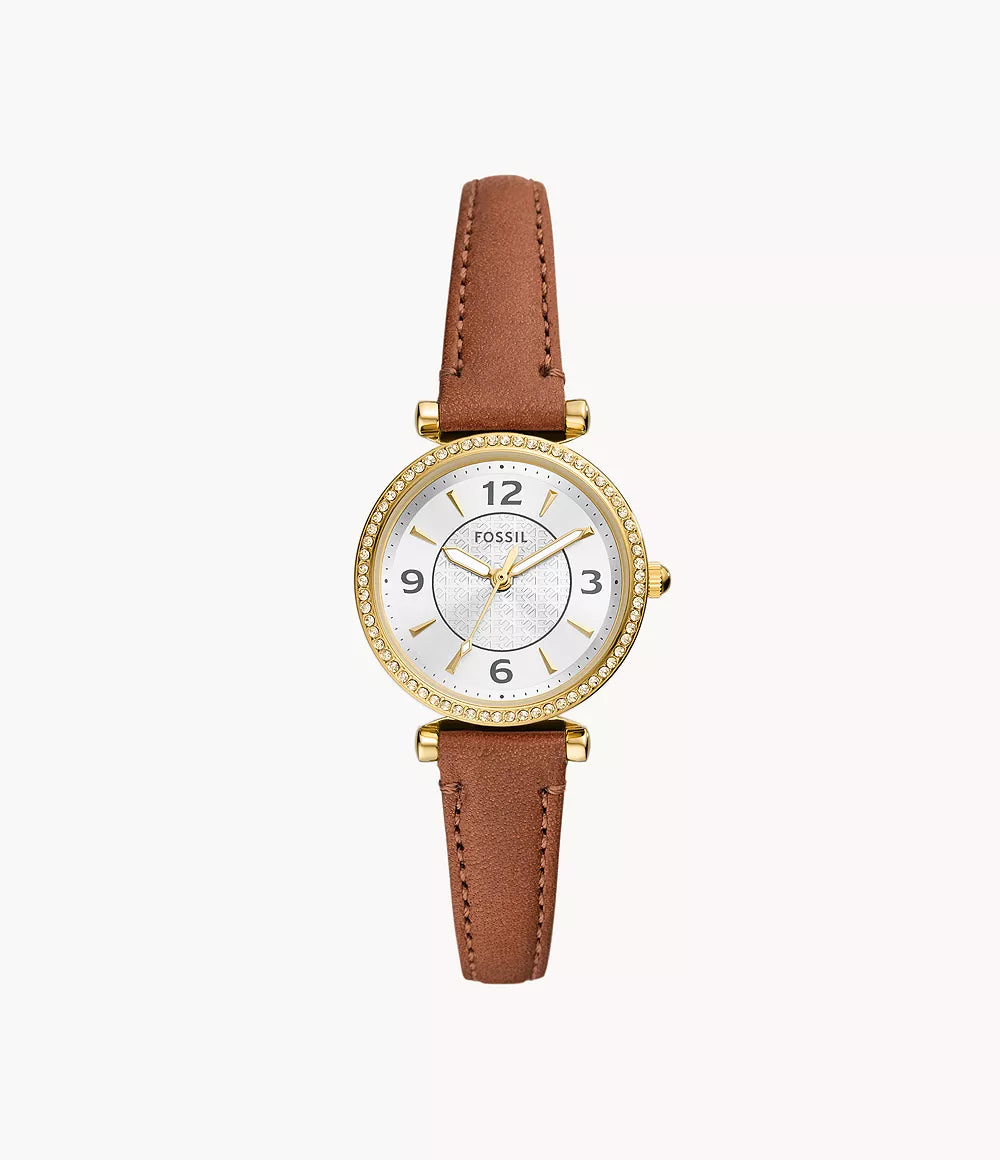 Fossil - Carlie Three-Hand Medium Brown Leather Watch