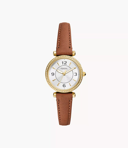 Fossil - Carlie Three-Hand Medium Brown Leather Watch