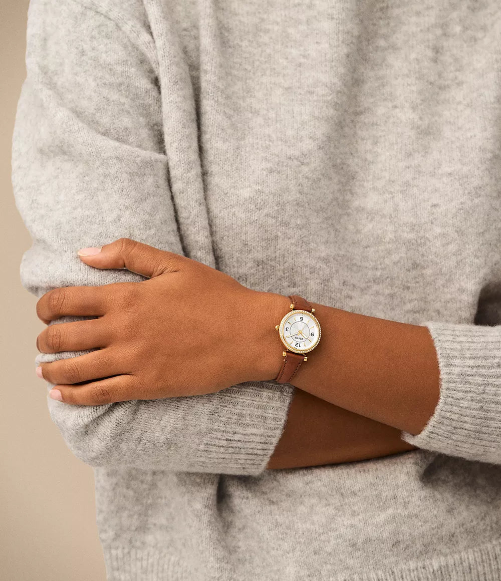 Fossil - Carlie Three-Hand Medium Brown Leather Watch