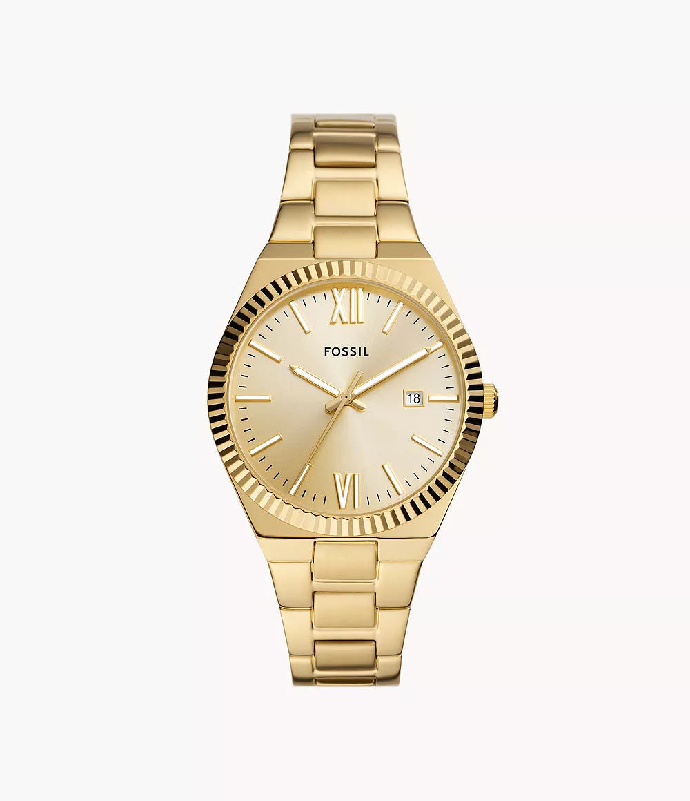 Fossil - Scarlette Three-Hand Date Gold-Tone Stainless Steel Watch - Gold