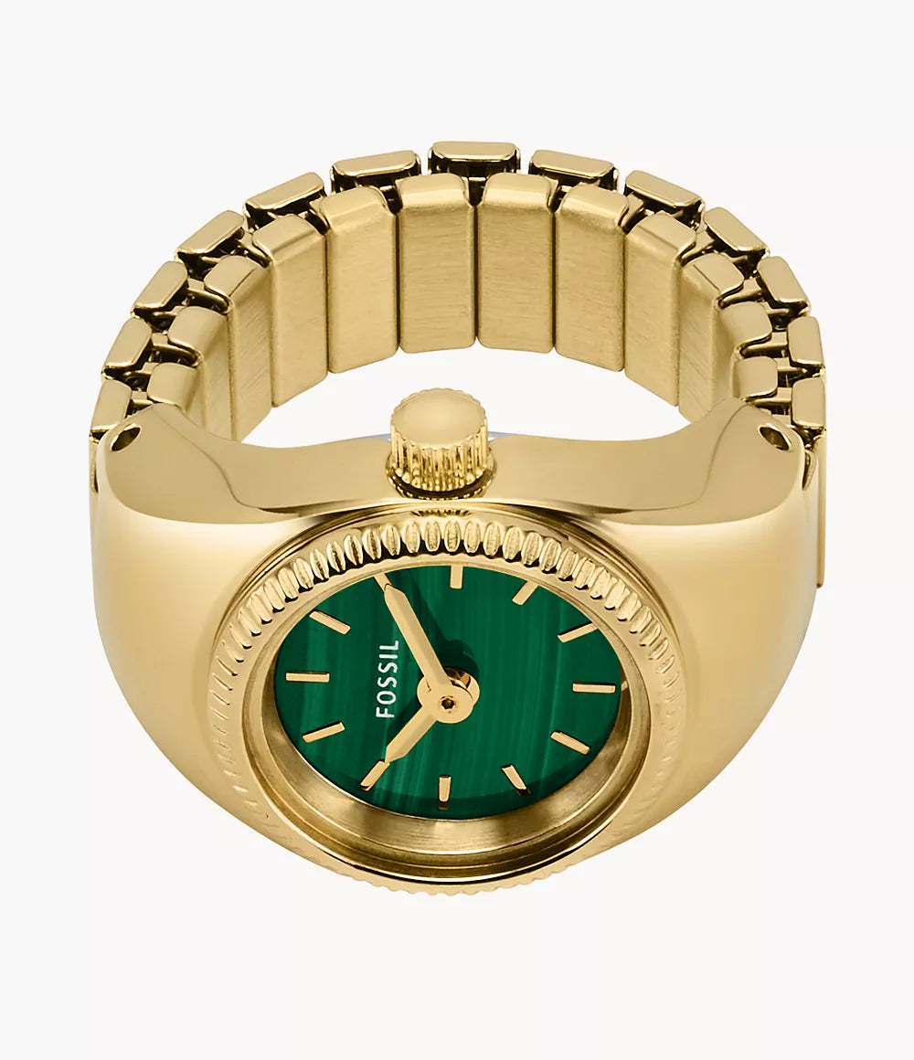 Fossil - Watch Ring Two-Hand Gold-Tone Stainless Steel