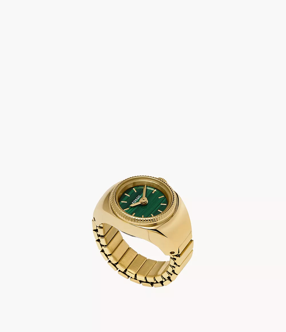 Fossil - Watch Ring Two-Hand Gold-Tone Stainless Steel