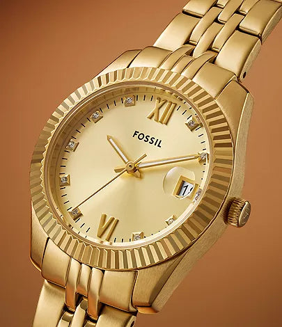 Fossil - Scarlette Three-Hand Date Gold-Tone Stainless Steel Watch