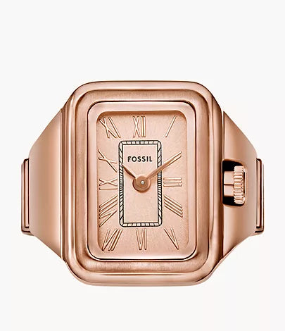 Fossil - Raquel Watch Ring Two-Hand Rose Gold-Tone Stainless Steel