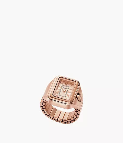 Fossil - Raquel Watch Ring Two-Hand Rose Gold-Tone Stainless Steel