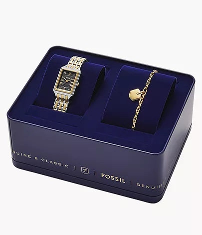 Fossil - Raquel Three-Hand Date Two-Tone Stainless Steel Watch and Bracelet Set