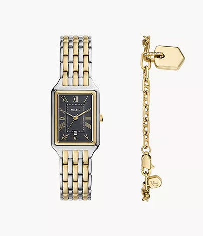 Fossil - Raquel Three-Hand Date Two-Tone Stainless Steel Watch and Bracelet Set