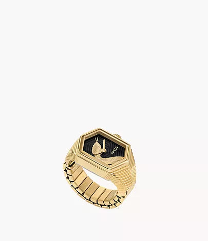 Fossil - Watch Ring Two-Hand Gold-Tone Stainless Steel