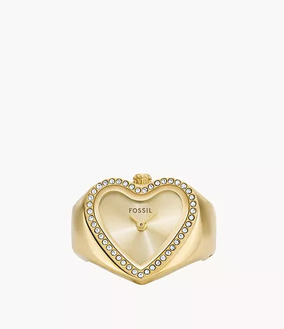 Fossil - Watch Ring Two-Hand Gold-Tone Stainless Steel