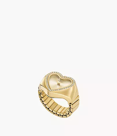 Fossil - Watch Ring Two-Hand Gold-Tone Stainless Steel