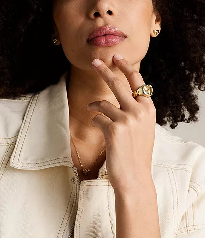 Fossil - Watch Ring Two-Hand Gold-Tone Stainless Steel