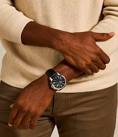 Fossil - Grant Chronograph Black Leather Watch