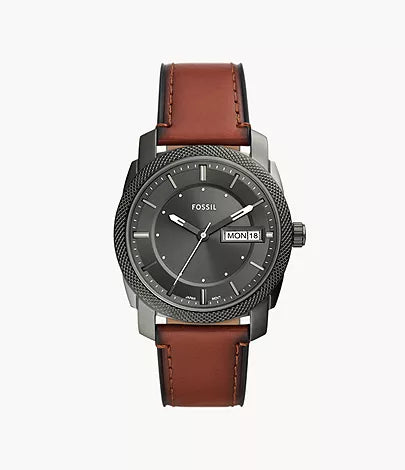 Fossil - Machine Three-Hand Date Brown Leather Watch