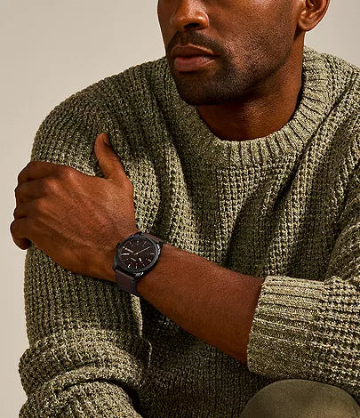 Fossil - Machine Three-Hand Date Brown Leather Watch