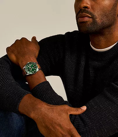 Fossil - Blue Dive Three-Hand Date Tan LiteHide™ Leather Watch