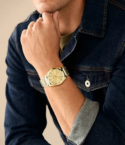 Fossil -Everett Three-Hand Date Gold-Tone Stainless Steel Watch